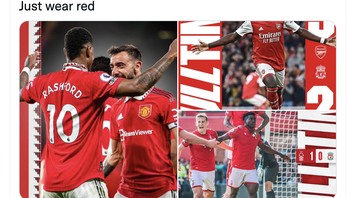 Ingin mengalahkan Liverpool? Pakai saja jersey merah, sudah banyak buktinya. Foto: Twitter
