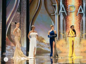 8 Foto Andina Julie Bergaun Emas di Penjurian Miss Grand International 2022