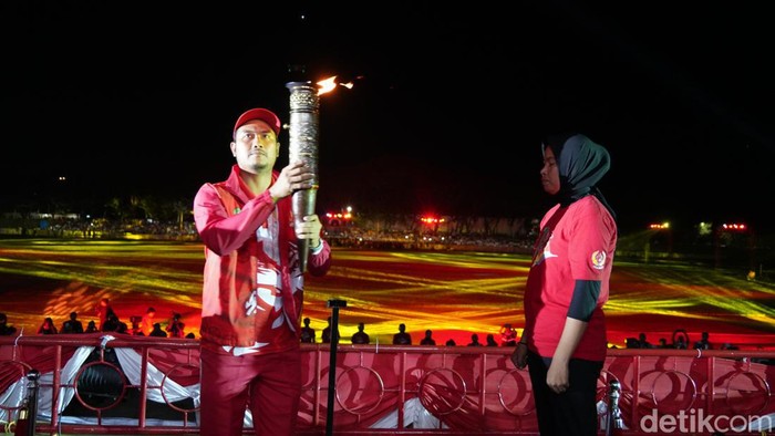 Bupati Sinjai Andi Seto Asapa saat pembukaan Porprov Sulsel 2022.