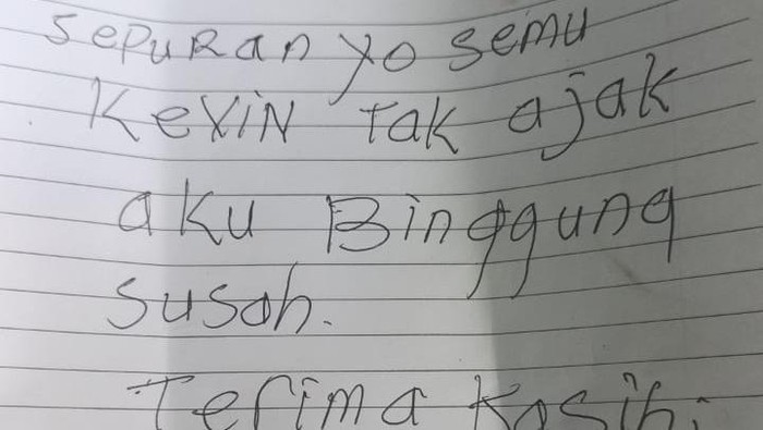 Salah satu surat wasiat ibu di Tulungagung yang bunuh diri ajak anaknya