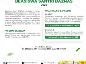 BAZNAS Buka Beasiswa Santri 2022, Bisa Dapat Bantuan Hingga 6 Juta!