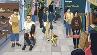 Kucing oyen kembali muncul di unggahan Jokowi dalam mengajak warga untuk memakai produk dalam negeri. Kucing oyen dalam ilustrasi ini tampil modis bak lagi di cat walk.