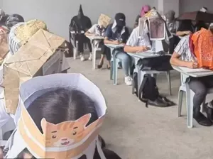 Aksi Unik Mahasiswa Filipina Pakai Topi Anti Nyontek
