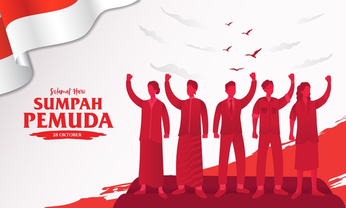 Ucapan Selamat Hari Sumpah Pemuda vector illustration. selamat hari Sumpah pemuda. Translation: Happy Indonesian Youth Pledge. Suitable for greeting card, poster and banner.