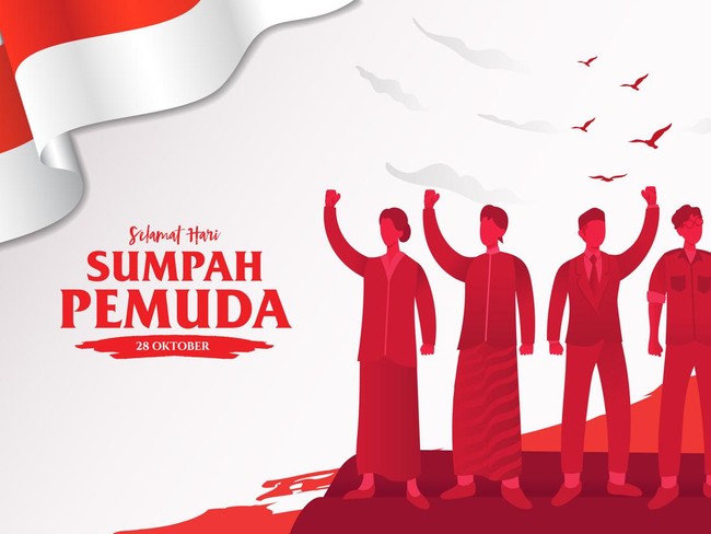 vector illustration. selamat hari Sumpah pemuda. Translation: Happy Indonesian Youth Pledge. Suitable for greeting card, poster and banner.