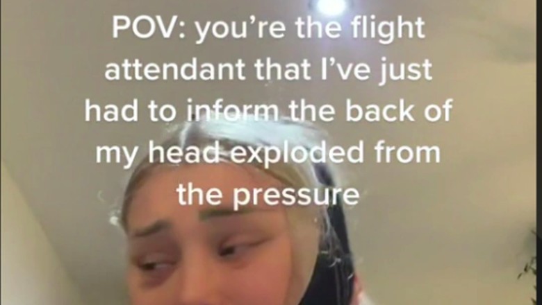 Wajah wanita meledak di pesawat