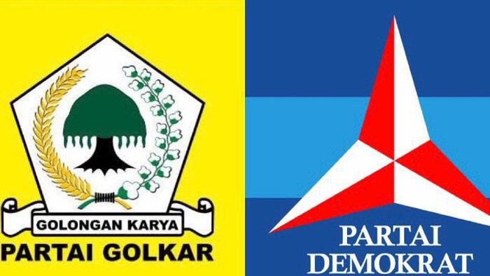 Ilustrasi logo Golkar dan Demokrat. (Firda/detikcom)