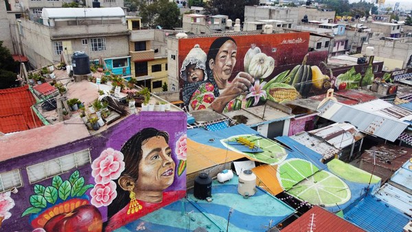 Nyeni! Saat Mural Warna-warni Hiasi Permukiman Padat Penduduk Meksiko