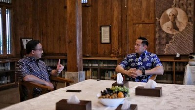 4 Foto Anies-AHY Diskusi Berdua di Tengah Pembahasan Cawapres
