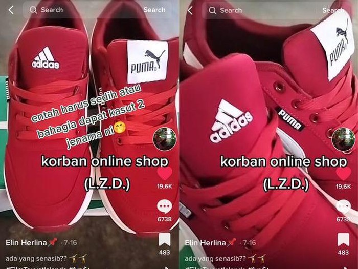 Salah satu korban belanja online viral di media sosial, beli satu pasang sepatu ternyata ada dua merek bikin ngakak. Salah satu korban belanja online viral di media sosial, beli satu pasang sepatu ternyata ada dua merek bikin ngakak.