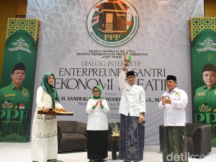 Sandiaga Salahuddin Uno saat menghadiri acara PPP Jatim