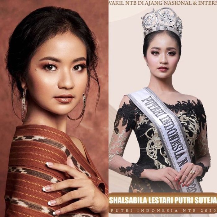 Shalsabila Lestari Putri Suteja dari Lombok Timur, terpilih sebagai Putri Indonesia yang akan mewakili Provinsi Nusa Tenggara Barat (NTB) pada ajang pemilihan Putri Indonesia tahun 2020. Shalsabila Lestari Putri Suteja dari Lombok Timur, terpilih sebagai Putri Indonesia yang akan mewakili Provinsi Nusa Tenggara Barat (NTB) pada ajang pemilihan Putri Indonesia tahun 2020.