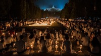 Tempat ibadah terbesar dari agama Buddha yaitu Candi Borobudur Indonesia yang terletak di Kabupaten Magelang, Jawa Tengah. (Ulet Ifansasti/Getty Images)  