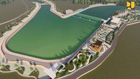 Maket Bendungan Sepaku Semoi. Saat ini bendungan pertama di IKN ini telah memulai pembangunan intake sungai dengan konsep bendung gerak dengan lebar bendung 117,2 meter dan tinggi 2,3 meter. Intake dibangun sebagai penyadap aliran sungai, mengatur pemasukan air dan sedimen.