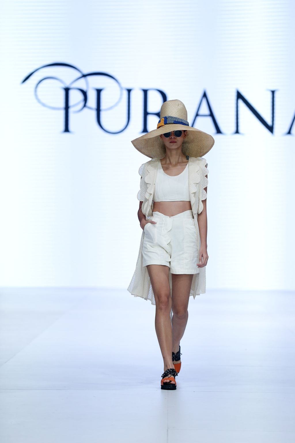 OCTOBER 24: A model walks the runway of Dewi's Luxe Market presents Womens Resort Wear featuring Purana during Jakarta Fashion Week 2023 in City Hall – Pondok Indah Mall 3, Jakarta.