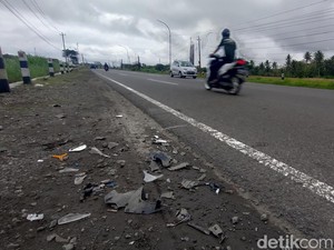 Kondisi TKP Pemotor Wanita Tewas Tabrak Truk di Pengasih Kulon Progo