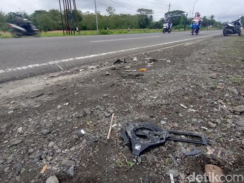 Kondisi lokasi kecelakaan di jalan nasional Jogja - Wates, wilayah Kedungsari, Pengasih, Kulon Progo, DIY, Rabu (26/10/2022).