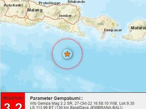 Gempa Magnitudo 3,2 Terjadi di Jembrana Bali