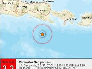 Gempa Magnitudo 3,2 Terjadi di Jembrana Bali