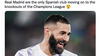 Selain Real Madrid, semua tim asal Spanyol di Liga Champions sudah tersingkir. Foto: Twitter