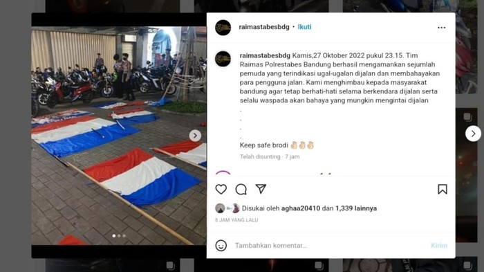 Berandalan bermotor usai ditangkap polisi di Bandung.