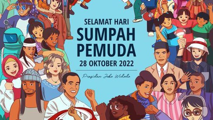 Jokowi Unggah Poster Hari Sumpah Pemuda, Kucing Oyen dan Cepmek Nampang (dok Twitter Jokowi)