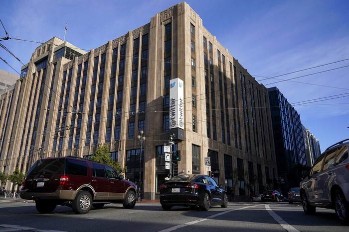 Twitter headquarters in San Francisco is pictured, Wednesday, Oct. 26, 2022. A court has given Elon Musk until Friday to close his April agreement to acquire the company after he earlier tried to back out of the deal. (AP Photo/Godofredo A. Vásquez)