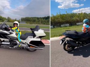 Kaki Belum Sampai Tanah, Bocil 3 Tahun Ini Bawa Trail, TMAX, sampai Gold Wing