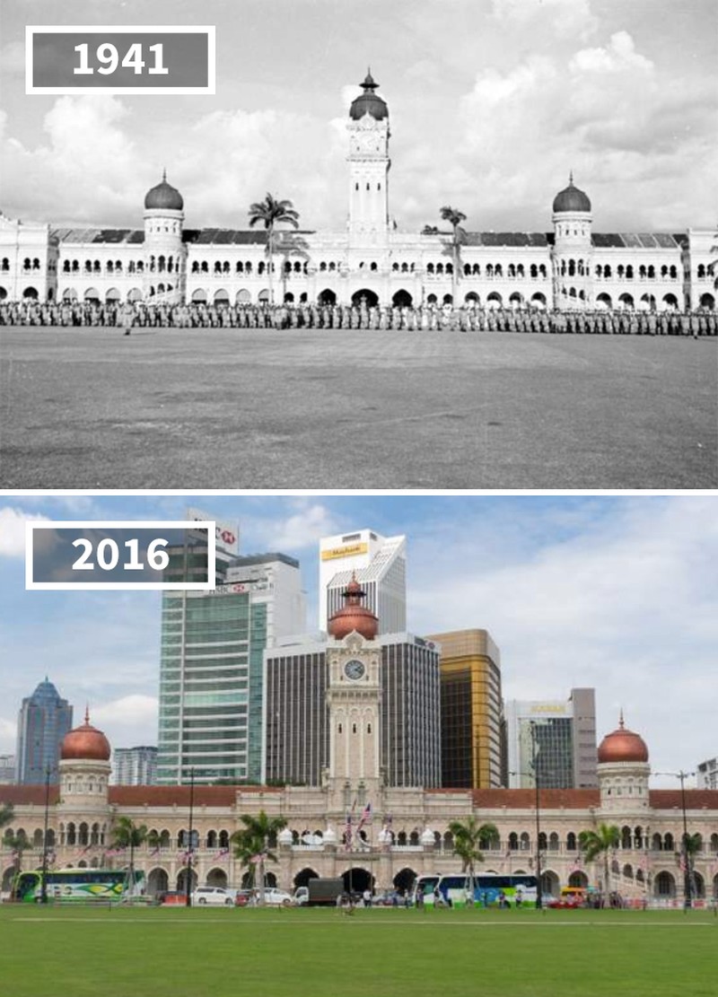 Foto dulu dan sekarang kota di dunia