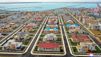 Pandangan udara pertanian rumah kaca Ryonpho yang terletak di wilayah timur Hamju, Korea Utara.