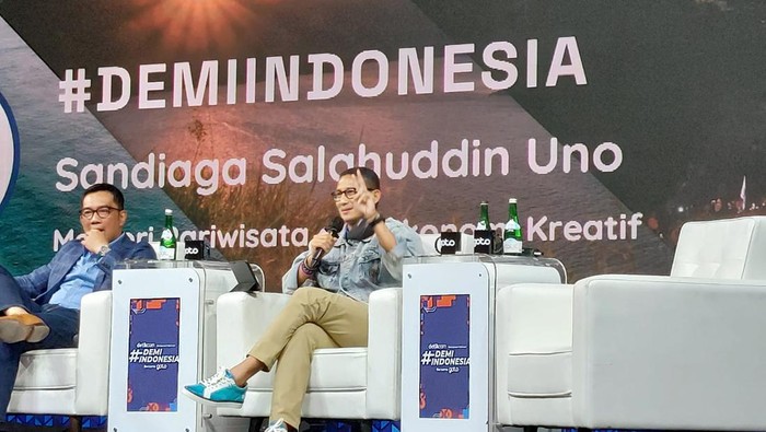 Menparekraf Sandiaga Uno dalam acara #DemiIndonesia, yang diselenggarakan detikcom