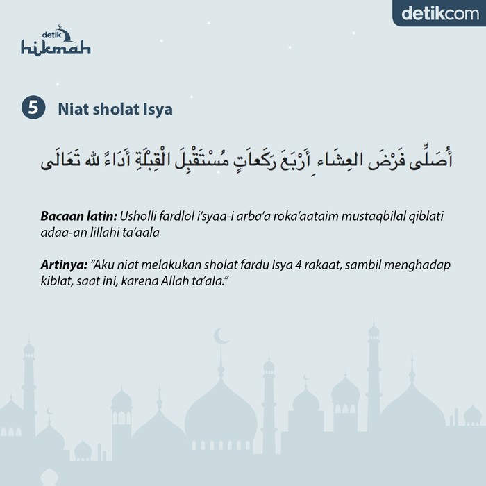 Bacaan niat sholat 5 waktu