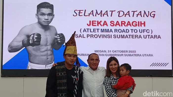 Jeka Saragih saat bertemu dengan Gubernur Sumut Edy Rahmayadi.