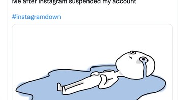 Meme menangis usai akun kena suspend. Foto: Twitter