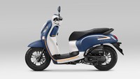 Ini menjadi warna baru Scoopy pada varian Fashion. Honda memberikan nama Fashion Blue dengan dominasi biru yang berpadu dengan putih, terdapat aksen warna cerah pada grafis terbaru. Foto: Astra Honda Motor