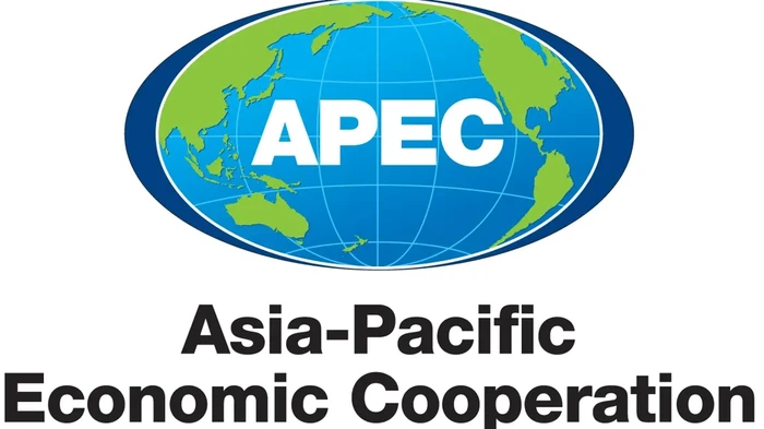 Logo resmi APEC. APEC adalah forum ekonomi regional dengan 21 negara anggota di seluruh kawasan Asia-Pasifik.
