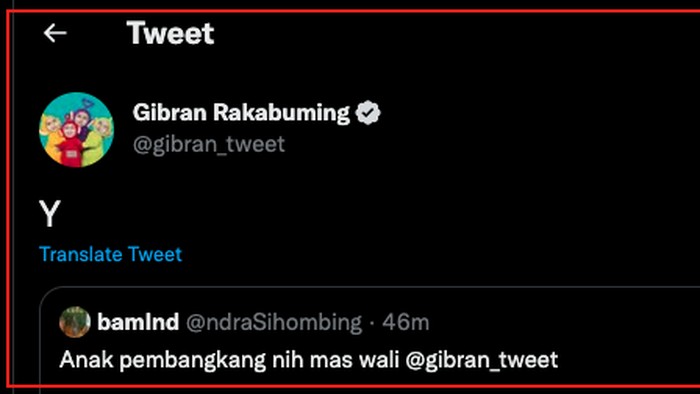 Tangkapan layar akun Twitter @gibran_tweet