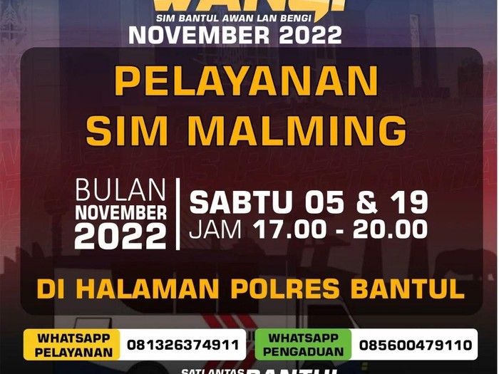 Jadwal SIM Keliling Bantul November 2022