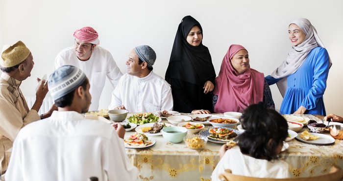 Muslim family having a Ramadan feast