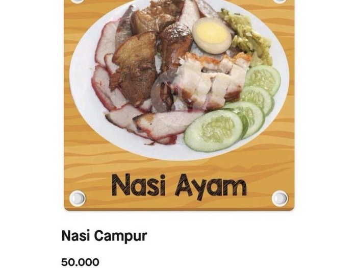 Netizen bingung, restoran di aplikasi ojol ini tawarkan nasi campur babi atau ayam.