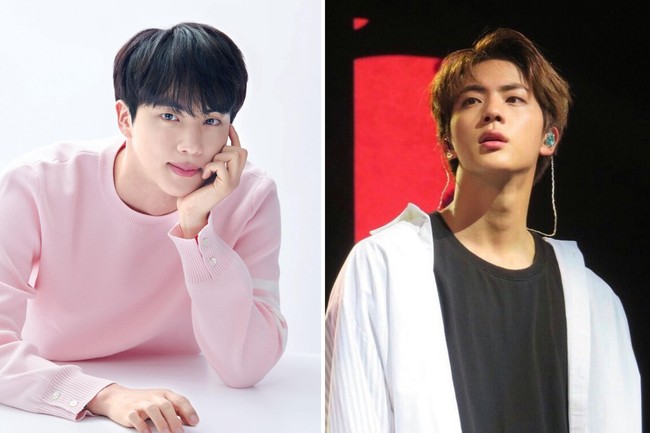 Jin BTS terlihat cantik di depan kamera. Namun saat melihatnya secara langsung, dia terlihat lebih cool. Netizen Korea juga menyorot ukuran wajahnya yang kecil. Foto: dok. BIGHIT MUSIC, dok. Twitter @REAL__SHAZ