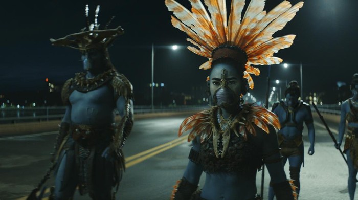 (L-R): Alex Livinalli as Attuma and Mabel Cadena as Namora in Marvel Studios Black Panther: Wakanda Forever. Photo courtesy of Marvel Studios. © 2022 MARVEL.