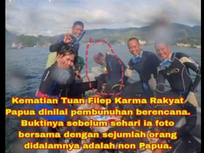 Foto soal kematian Filep Karma disebut karena pembunuhan berencana.