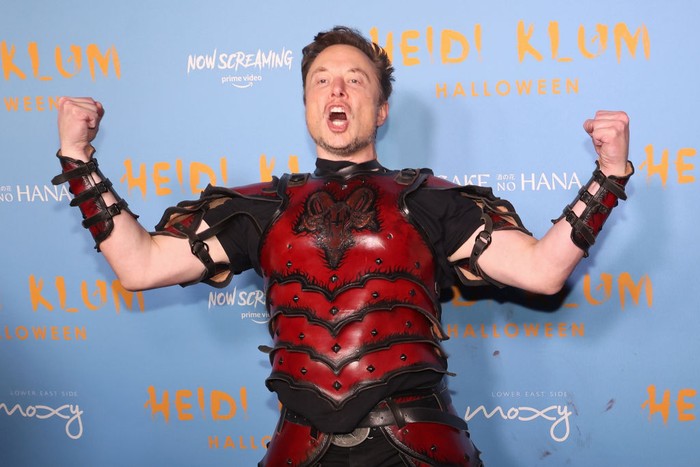 NEW YORK, NEW YORK - OCTOBER 31: Elon Musk and Maye Musk attend Heidi Klums 2022 Halloween Party at Sake No Hana at Moxy LES on October 31, 2022 in New York City. (Photo by Taylor Hill/Getty Images)