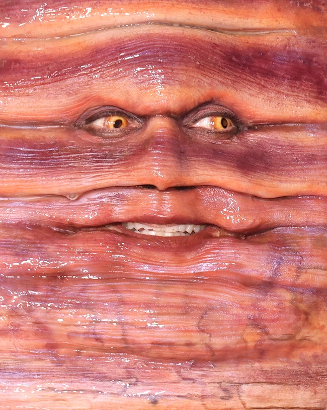 Penampilan Heidi Klum tampak begitu realistis dengan bagian kepala yang melengkung, lengkap dengan ekor panjang. Wajah Heidi bahkan terkamuflase oleh lekukan-lekukan dari kostum yang terbuat prostetik itu. (Foto: Getty Images/Taylor Hill)