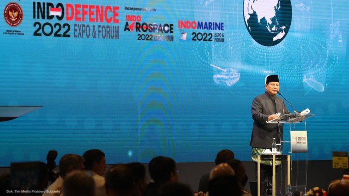 Prabowo di Gala Dinner Indodefence 2022 Expo and Forum.