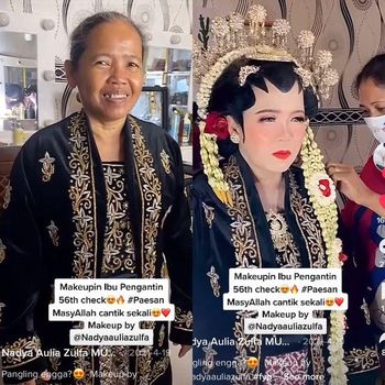 Transformasi makeup viral, Mua rias ibu pengantin usia 56 tahun hasilnya bikin pangling.