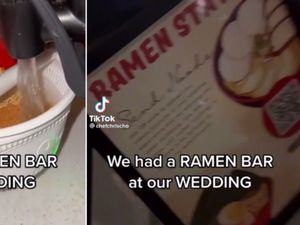 Unik! Pengantin Ini Hadirkan Bar Mie Instan di Pesta Pernikahan