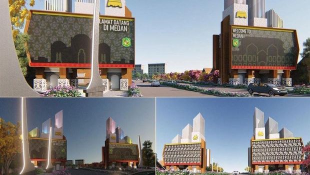 Design Gapura Pintu Masuk Medan di Jalan Sisingamangaraja.
