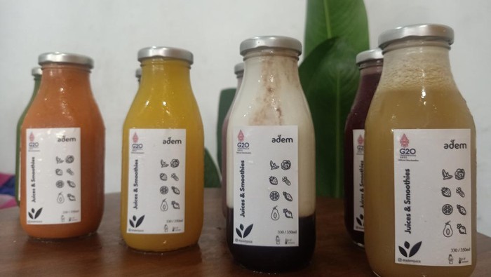 Produk Adem Juice & Smoothies yang akan dijadikan sebagai suvenir resmi KTT G20.